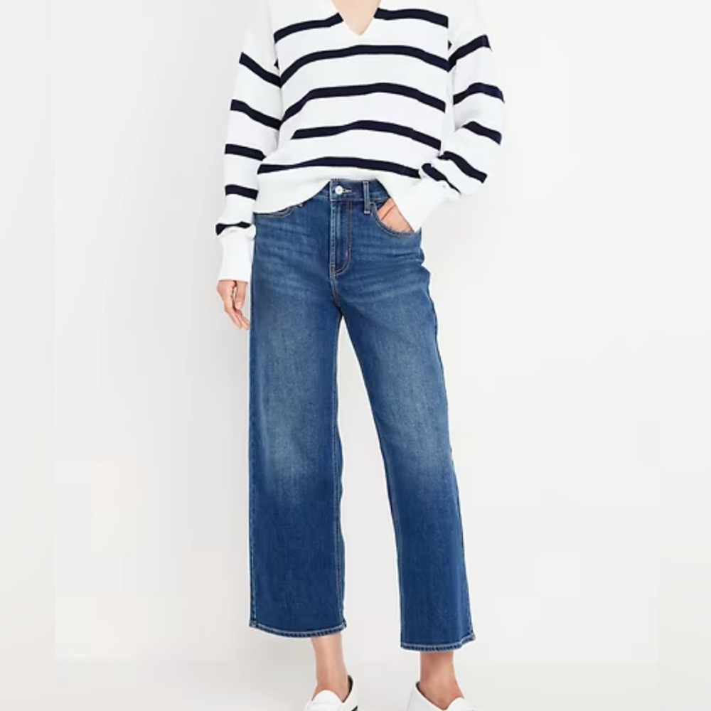 Wide-Leg Cropped Jeans - 14